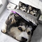 Monohome Husky Hayvan Figürlü Pamuk Saten Çift Kişilik Nevresim Takımı
