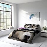 Monohome Husky Hayvan Figürlü Pamuk Saten Çift Kişilik Nevresim Takımı