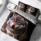 Monohome Wolf Eyes 3D Temalı Pamuk Saten Çift Kişilik Nevresim Takımı