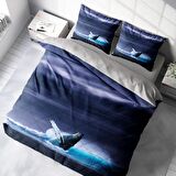 Monohome Shark Hayvan Figürlü Pamuk Saten Çift Kişilik Nevresim Takımı