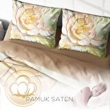 Monohome Silvery Çiçekli Pamuk Saten Çift Kişilik Nevresim Takımı