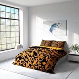 Monohome Gold Floral Çiçekli Pamuk Saten Çift Kişilik Nevresim Takımı
