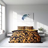 Monohome Gold Floral Çiçekli Pamuk Saten Çift Kişilik Nevresim Takımı