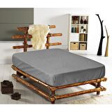 Monohome %100 Pamuklu Gri Çift Kişilik Lastikli Çarşaf 160 x 200