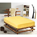 Monohome %100 Pamuklu Sarı Tek Kişilik Lastikli Çarşaf 100 x 200
