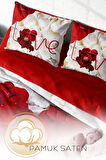 Nevresim Takımı %100 Doğal Pamuk Çift Kişilik 3d Digital Heart Rose