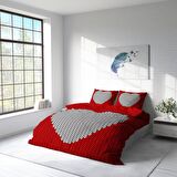 Monohome Woven Heart 3D Temalı Pamuk Saten Çift Kişilik Nevresim Takımı