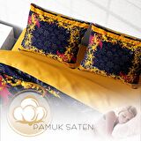 Monohome Gold Baraque Çiçekli Pamuk Saten Çift Kişilik Nevresim Takımı