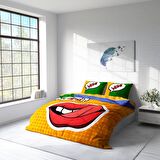 Monohome Ooops Lips 3D Temalı Pamuk Saten Çift Kişilik Nevresim Takımı