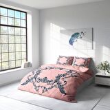 Monohome Pink Baraque 3D Temalı Pamuk Saten Çift Kişilik Nevresim Takımı