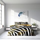 Monohome Zebra Feather 3D Temalı Pamuk Saten Çift Kişilik Nevresim Takımı