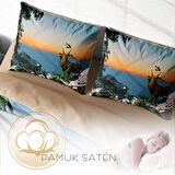 Monohome Deer Hayvan Figürlü Pamuk Saten Çift Kişilik Nevresim Takımı