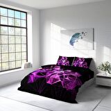 Monohome Purple Diamond 3D Temalı Pamuk Saten Çift Kişilik Nevresim Takımı