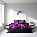 Monohome Purple Diamond 3D Temalı Pamuk Saten Çift Kişilik Nevresim Takımı
