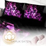 Monohome Purple Diamond 3D Temalı Pamuk Saten Çift Kişilik Nevresim Takımı