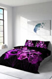 Nevresim Takımı %100 Doğal Pamuk Çift Kişilik 3d Digital Purple Diamonds