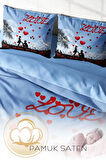 Nevresim Takımı %100 Doğal Pamuk Çift Kişilik 3d Digital Love Balloon