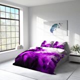 Monohome Purp 3D Temalı Pamuk Saten Çift Kişilik Nevresim Takımı