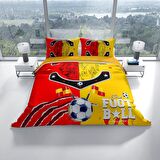 Monohome Red And Yellow Futbol Temalı Pamuk Saten Çift Kişilik Nevresim Takımı