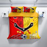 Monohome Red And Yellow Futbol Temalı Pamuk Saten Çift Kişilik Nevresim Takımı