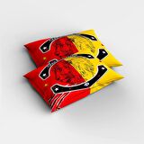 Monohome Red And Yellow Futbol Temalı Pamuk Saten Çift Kişilik Nevresim Takımı