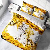 Monohome Yellow Daisy 3D Temalı Pamuk Saten Çift Kişilik Nevresim Takımı