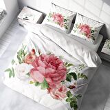 Monohome New Floral Çiçekli Pamuk Saten Çift Kişilik Nevresim Takımı