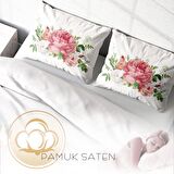 Monohome New Floral Çiçekli Pamuk Saten Çift Kişilik Nevresim Takımı