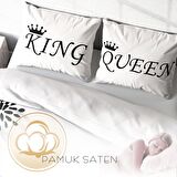 Monohome White King Queen 3D Temalı Pamuk Saten Çift Kişilik Nevresim Takımı