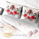 Monohome Cone Çiçekli Pamuk Saten Çift Kişilik Nevresim Takımı