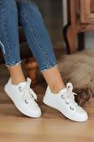 Pembe Potin Rahat Kalıp Moda Kadın Günlük Sneaker J320-22
