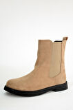 Pembe Potin Rahat Taban Kadın Lastikli Bot&Bootie 020-L1212-22Süet