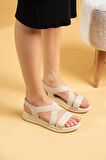 Pembe Potin Lastikli Rahat Taban Kadın Sandalet 020-2005-23