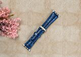 Bouletta Apple Watch Uyumlu Deri Kordon 42-44-45mm Croco Yk07 Mavi