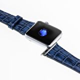 Bouletta Apple Watch Uyumlu Deri Kordon 42-44-45mm Croco Yk07 Mavi