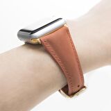 Bouletta Apple Watch Uyumlu Deri Kordon 42-44-45mm Slim G17 Mercan