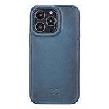 Apple iPhone 13 Pro Uyumlu Deri Arka Kapak Hull BRN4EF Mavi