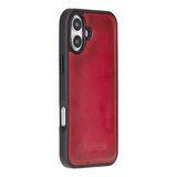Bouletta Apple iPhone 16 Plus uyumlu, Hakiki Deri, El Yapımı Kılıf, Gölgeli Kırmızı