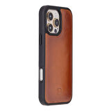 Bouletta Apple iPhone 16 Pro uyumlu, Hakiki Deri, El Yapımı Kılıf, Gölgeli Taba