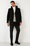 Buratti Çıkarılabilir Kapüşonlu Kırçıllı Slim Fit Kaşe Kaban Erkek KABAN 5841013