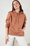 Lela Regular Fit Pamuklu Kapüşonlu Yaka Şardonlu Kışlık Sweat Bayan SWEAT 5863854