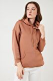 Lela Regular Fit Pamuklu Kapüşonlu Yaka Şardonlu Kışlık Sweat Bayan SWEAT 5863854