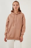 Lela Regular Fit Pamuklu Kapüşonlu Yaka Şardonlu Kışlık Sweat Kadın SWEAT 5863854