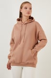 Lela Regular Fit Pamuklu Kapüşonlu Yaka Şardonlu Kışlık Sweat Kadın SWEAT 5863854