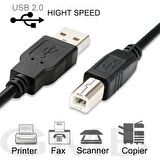 USB Yazıcı Printer Arabağlantı Kablosu USB 2.0 Yüksek Hız 3 Metre