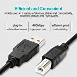 USB Yazıcı Printer Arabağlantı Kablosu USB 2.0 Yüksek Hız 3 Metre