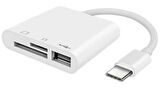 Usb Type C To SD Micro SD TF Kart Okuyucu ve USB Çevirici 3 in 1 Dönüştürücü Adaptör 5232