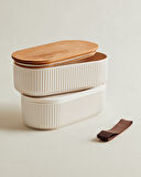 Magou 1000ml Ahşap Kapaklı Lunch Box 2'li