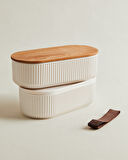 Magou 1000ml Ahşap Kapaklı Lunch Box 2'li