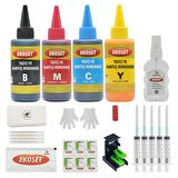 Ekoset hp deskjet 2633 uyumlu Kartuş Dolum Seti Renkli ve Siyah 4x100ml HP 304 uyumlu